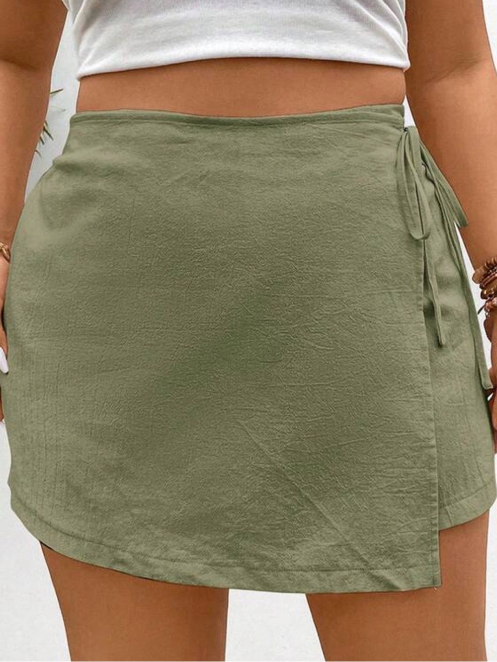Lime Green Wrap Mini Skort - Casual High-Rise Summer Short